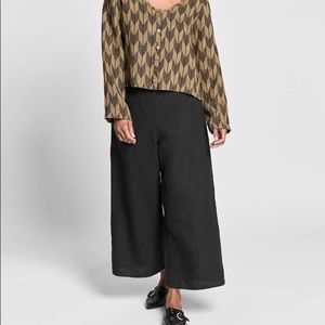 Flax straight wide leg full length linen pants, large